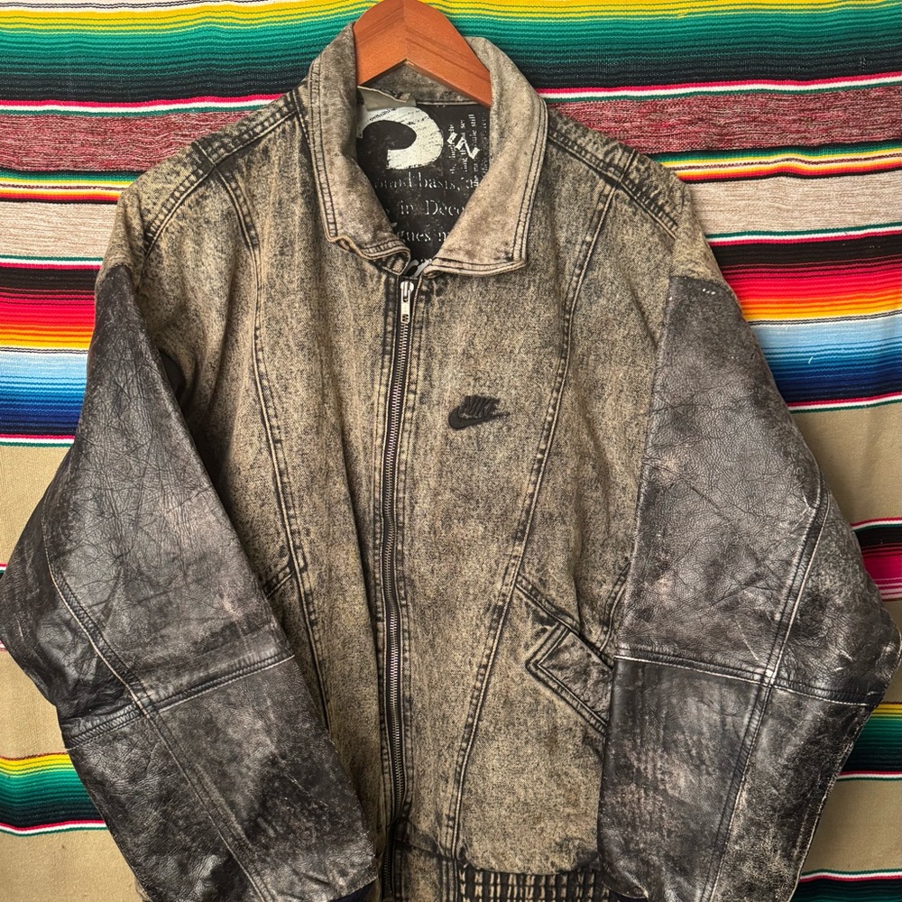 Vintage Nike Force Denim and leather jacket